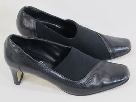 Amalfi by Rangoni Black Leather &amp; Fabric Pumps Size 6.5 B US Excellent I... - £8.20 GBP