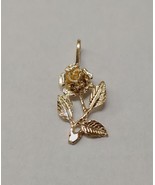 New 14k Yellow Gold Rose Flower Charm Pendant - £75.93 GBP
