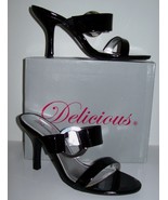 Brand New SEXY Black Patent Leather Slides~Heels~Sz 7.5 M~MIB~DROP DEAD GORGEOUS - $30.37