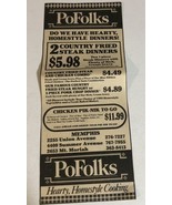 1987 Po Folks Restaurant Vintage Print Ad Advertisement pa13 - £7.75 GBP