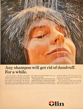 Olin shampoo get rid of dandruff for a while showers-1964 Vintage Print Ad - $12.33