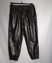 ZARA Pants Women&#39;s Size US L Dark Chocolate Faux Leather Drawstring Jogger Ankle - £28.97 GBP