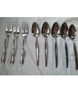 1847 Rogers Bros Silverware Mixed Lot Of 8 -3 IS Forks, 5 Stainless Spoons - £10.90 GBP