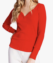 NWT  PJ Salvage Women&#39;s Loungewear Textured Long Sleeve Top Red Size XS - £19.56 GBP