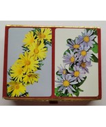 Vintage 1970s Congress Playing Cards Double Deck Yellow &amp; Purple Daisies - £14.11 GBP