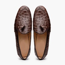 Aubiere Genuine Ostrich Quill Dress Tassel Loafers Brown image 4