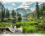 31&quot; X 44&quot; Panel Call of the Wild Lake Scenic Landscape Fabric Panel M213.29 - $12.01