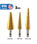 3Pcs High Speed Steel Hss Titanium Step Drill Bit Set Quick-Change 1/4&quot; ... - £14.93 GBP