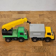Arco Toy Car Vehicle Green Yellow Crane and Container Truck - Lot of 2 - $19.34