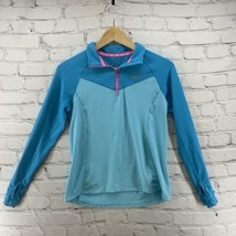 Nike Dri Fit Jacket Girls Sz L Bright Blue Long Sleeve Pink Activewear Full Zip - £9.46 GBP