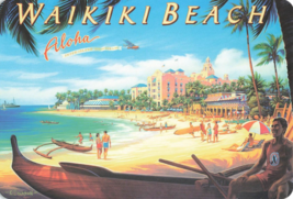 Aloha Hawaii Waikiki Beach by Kerne Erickson Canoe Modern Postcard O10 - £4.66 GBP
