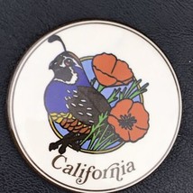 California State Bird Flower 1984 Vintage Pin Button Pinback - £9.67 GBP