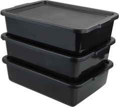 Pack Of 3 Food Service Bus/Utility Tote Box With Lid, Plastic Restaurant... - £30.04 GBP