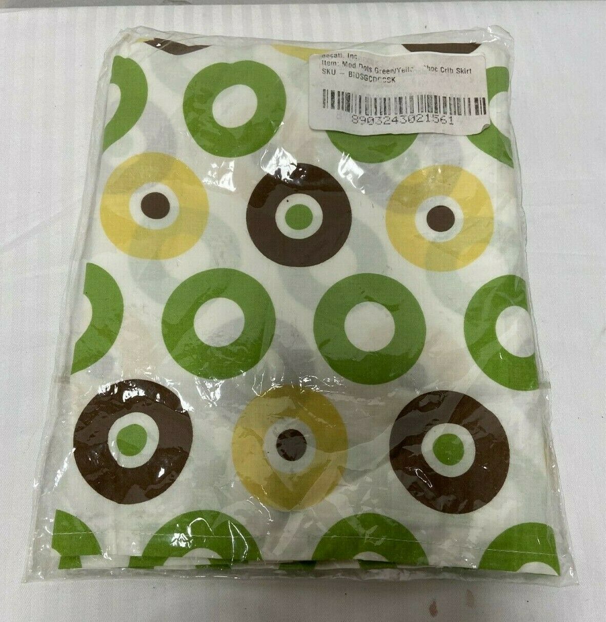 Primary image for Bacati Mod Dots White Crib Skirt Green Yellow Brown Circles