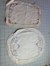Vintage hand embroidered doily set of two #44H - £8.08 GBP