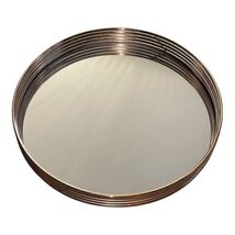The Duel 11" Round Gold Rim Mirror Tray Decorative Table Vanity Centerpiece image 2