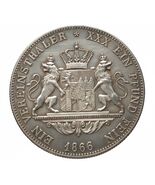 1866 Bávaro Ludwig II Thaler Estilo Arte Medalla Restrike Coleccionable - $13.24