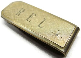 Engraved REL Money Clip Gold Tone Diamond Wallet Credit Card Cash - £23.67 GBP
