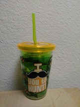 &quot;I MUSTACHE YOU TO HUNT&quot; DESIGN 10 OZ KIDS TUMBLER CUP W/ STRAW BPA FREE - £6.58 GBP