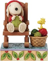 Peanuts by Jim Shore Snoopy in Rocking Chair Knitting with Woodstock Fig... - $69.99