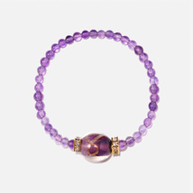 Handmade Czech Crystal Beads Bracelet - Royal Amethyst Whispers - £36.87 GBP