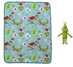 The Grinch Throw and Pillow Set Dr. Seuss New Christmas Plush &amp; Blanket Movie - £29.26 GBP