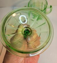 Hazel Atlas 1930's Green Uranium Sugar Bowl "D" Handles Criss Cross image 5