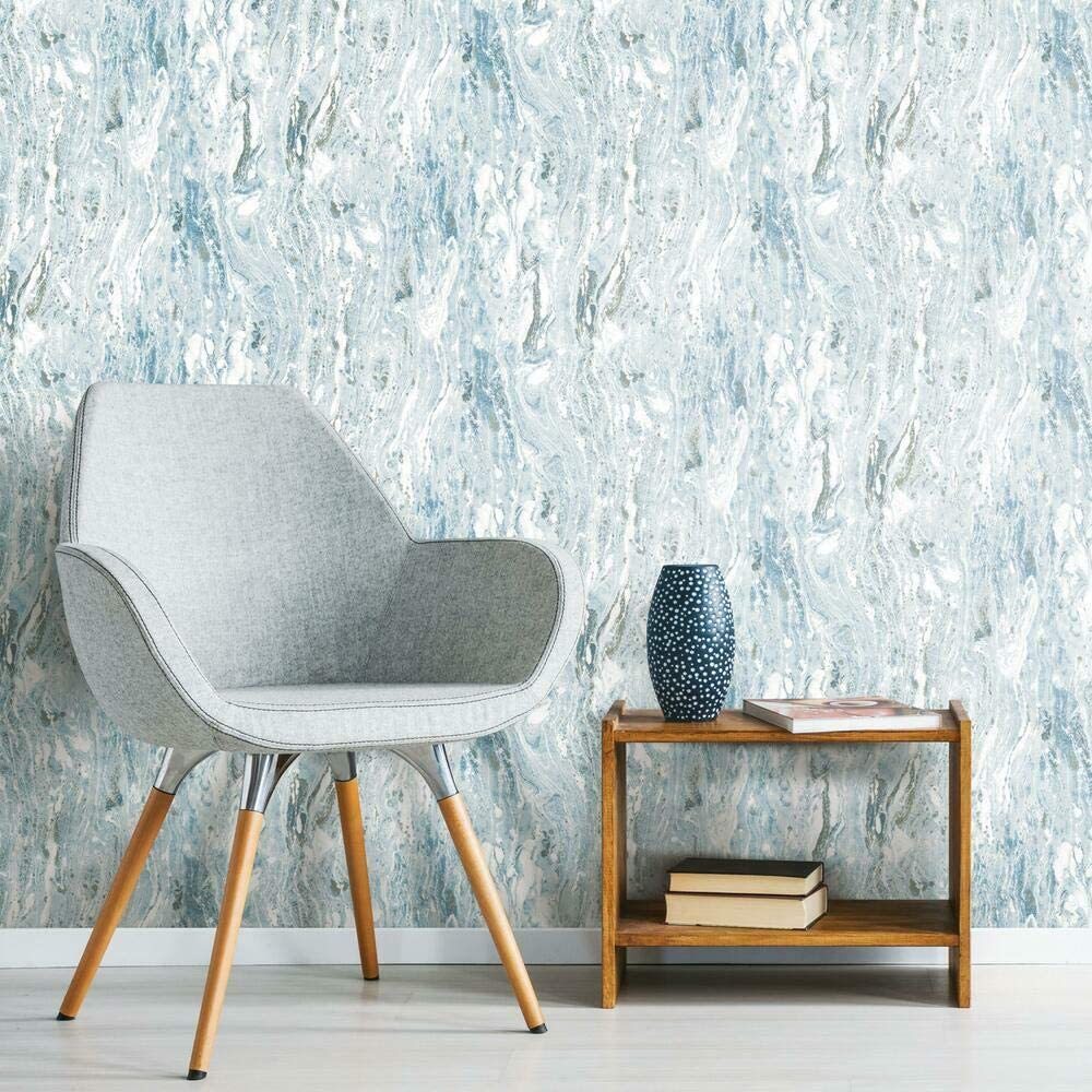Primary image for Roommates Rmk11279Wp Marble Seas Metallic Blue Peel And Stick Wallpaper