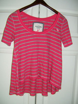 Abercrombie &amp; Fitch New York Pink &amp; Grey Open Flow Ladies Shirt XS (NEW) - £7.59 GBP