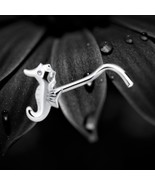 925 Sterling Silver Seahorse Nose Stud Screw Pin Ocean-Inspired Jeweller... - $167.39 MXN