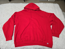 Vintage Y2K Russell Athletic Hoodie Sweatshirt Men’s XXL Red Pocket Blank - £21.43 GBP