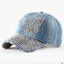 Washed Old Cowboy Hat Diamond-Encrusted Baseball Cap British Shade Cap - £10.98 GBP