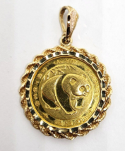 1983 China 25 Yuan 1/4 oz .999 Fine Gold Panda Coin in 14k Pendant Bezel - £975.71 GBP