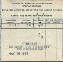 Vintage Pittsburgh Chartiers Youghiogheny Railroad Company Employee Pays... - $12.99