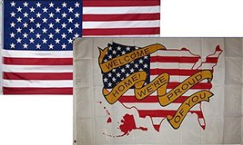 3x5 Wholesale Combo USA American &amp; We&#39;re Proud Welcome Home Flag 3&#39;x5&#39; 2 Pack Su - £7.87 GBP
