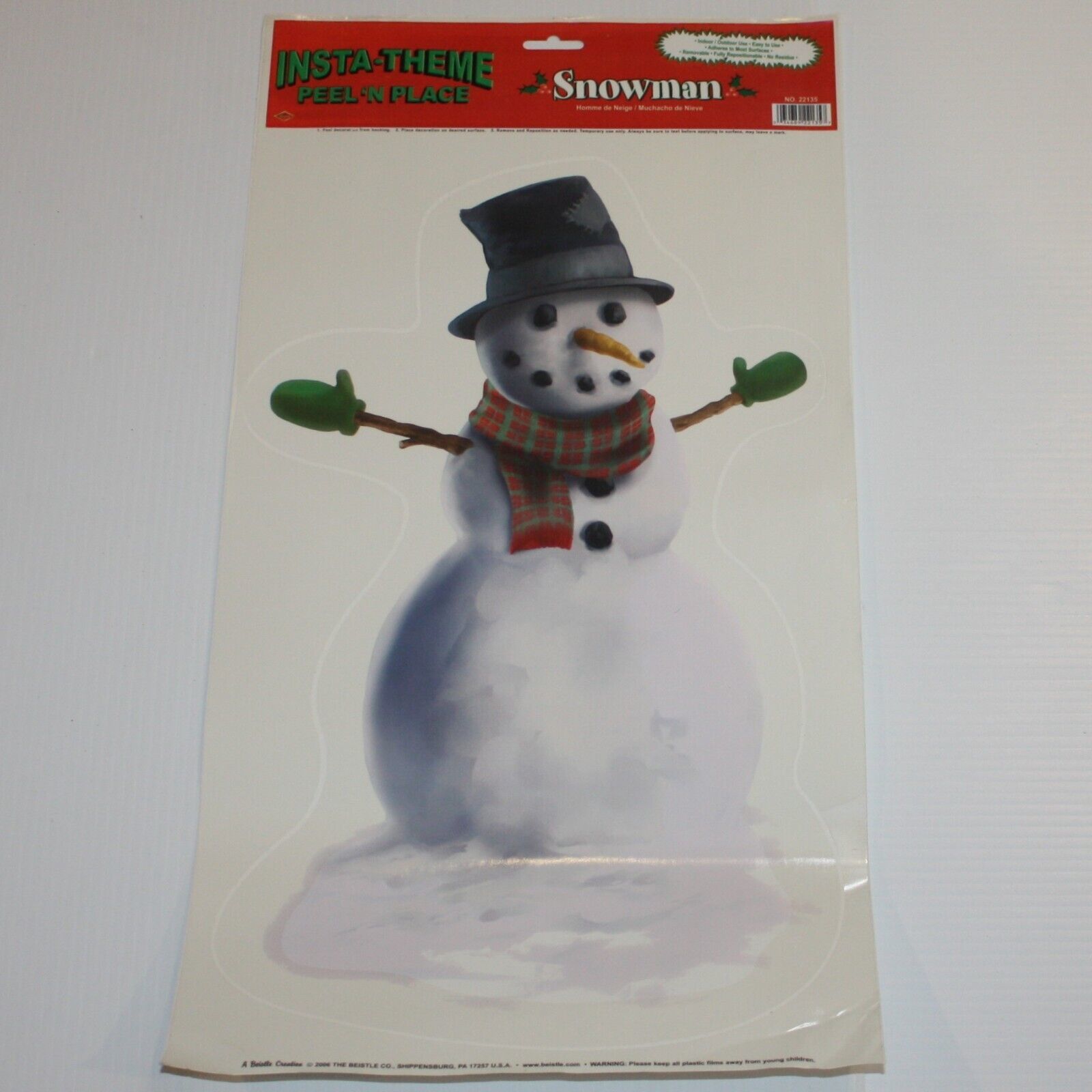 Primary image for Beistle Christmas Snowman Peel 'N Place Holiday Decoration Cling Brand New
