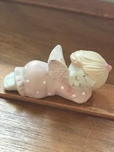 Vintage Sleeping Blonde-Haired Girl with Angel Wings &amp; Pink &amp; White Polka-Dot  - £6.86 GBP