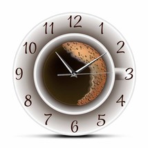 Cup of Coffee with Foam Decorative Silent Wall Clock Kitchen Decor Coffee Shop W - £30.03 GBP
