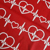 Fabric Traditions Cotton Fabric Fat Quarter 18&quot;x21&quot; Red EKG Hearts Heartbeats - $3.95