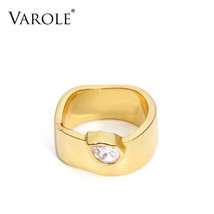 K ring gold color big cz simple finger rings for women minimalist fashion jewelry gifts thumb200