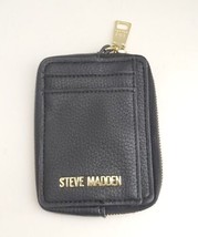 Steve Madden Bpipper Zip Around Card Case Wristlet Clutch Bag Black 3x5 - £15.65 GBP