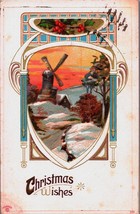 Antique Postcard Christmas Windmill Embossed 1916 Used Stamped 3.5 x 5.5 - £31.56 GBP