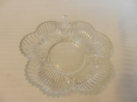 Small Hexagon Shaped Cut Glass Candy Dish Clear Center,  Raised Ribs On Sides - £33.65 GBP