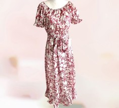 NSR Nordstrom Women’s Pink Floral Smocked Maxi Peasant Romantic Dress Sz S - £21.72 GBP