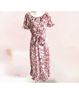NSR Nordstrom Women’s Pink Floral Smocked Maxi Peasant Romantic Dress Sz S - $37.74 CAD