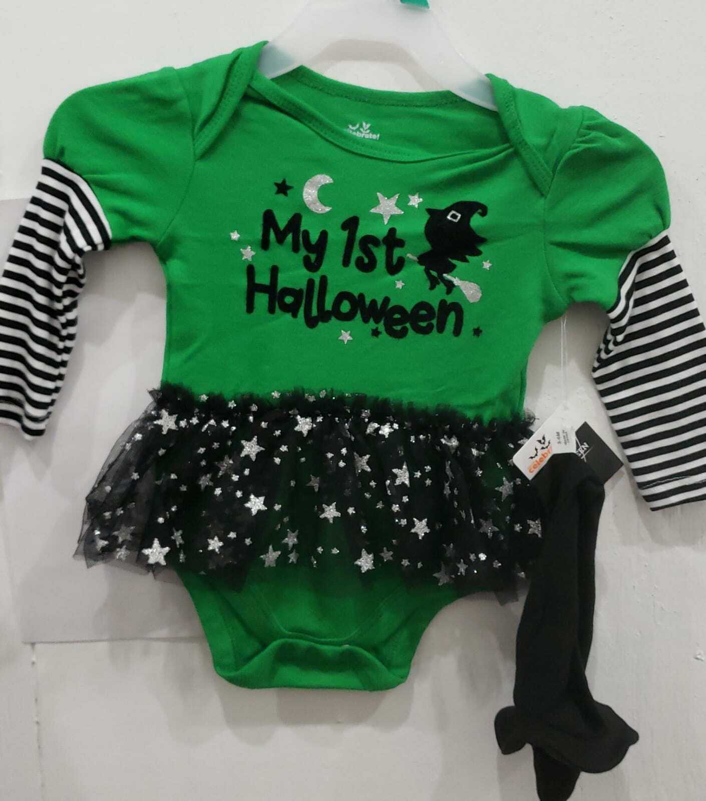 Way To Celebrate Happy Halloween BG Witch Bds Tutu Size 18 Months Color Green Item image 2