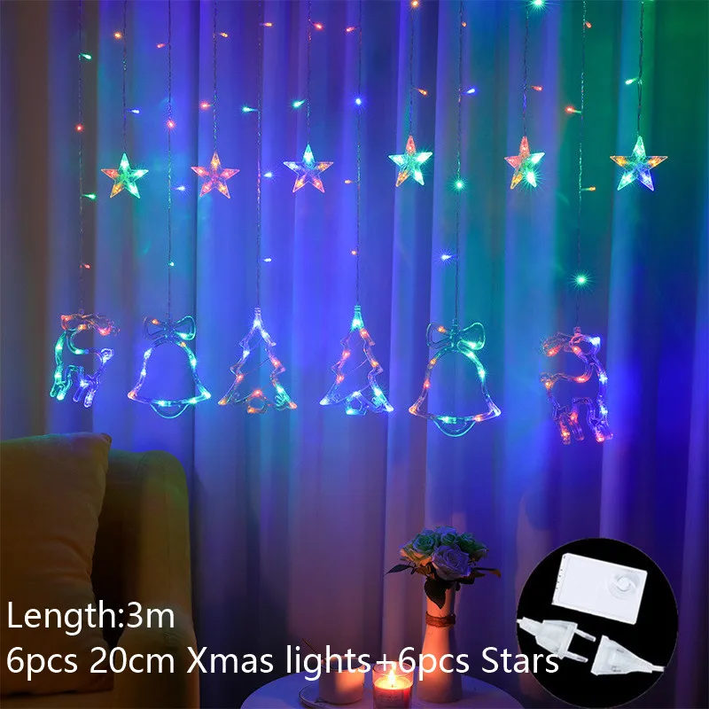 Navidad Elk Tree Luces Led Curtain Lights Fairy Gar Christmas Decorations for Ho - £68.78 GBP