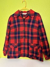 Vintage Pendleton Womens Jacket Red Plaid 1970s 100% Virgin Wool Size 16 USA - £71.17 GBP