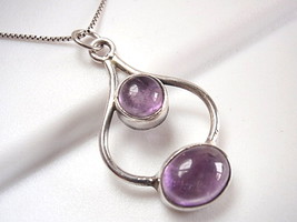 Amethyst 925 Sterling Silver Necklace Curved Round Oval Corona Sun Jewelry - $21.59