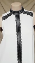 Sharagano Size 4 Black White Lace Front Dress Zipper Back 34&quot; Bust Pockets - £9.49 GBP